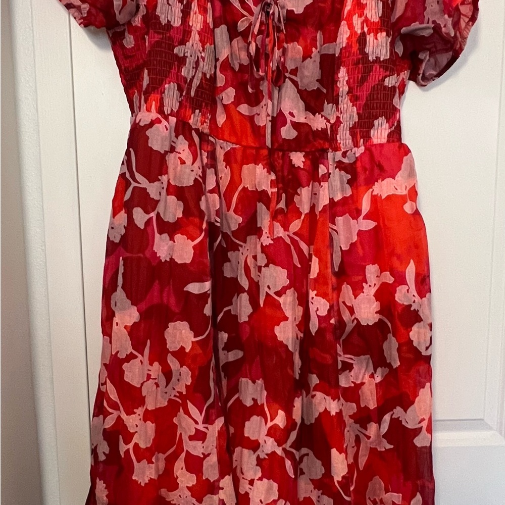 Torrid Vibrant Red Floral Midi Dress